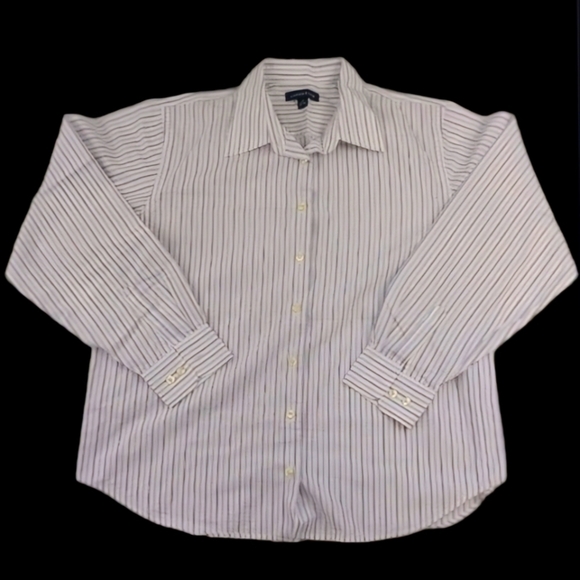 Land's End Purple and White Striped Button Down Size 12p - Picture 4 of 14